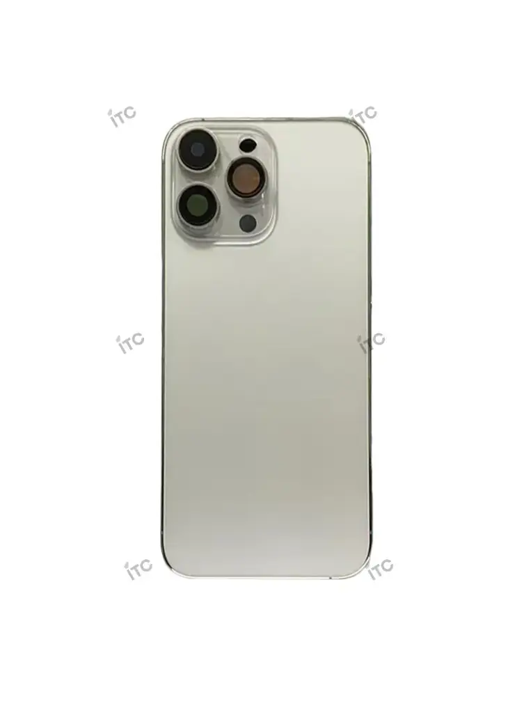 iPhone 14ProMax バックガラス(フレーム一体型)互換品 白 ロゴなし