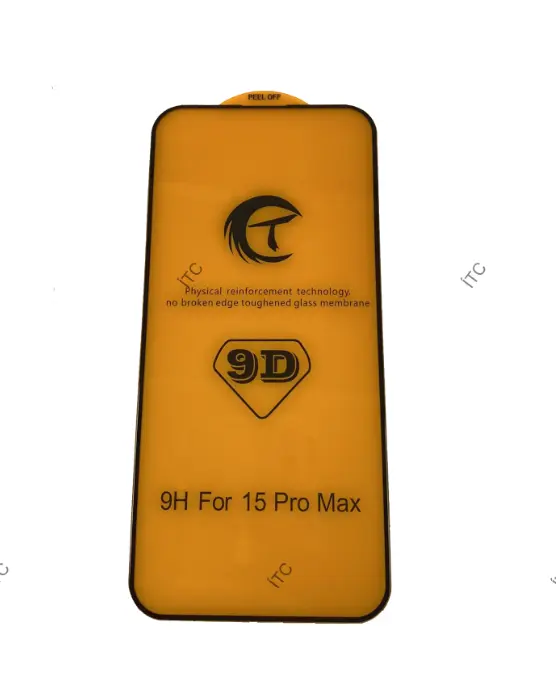 iPhone 15 Pro Max 9D ガラスフィルム(パッケージ＋クリーニングキット付)