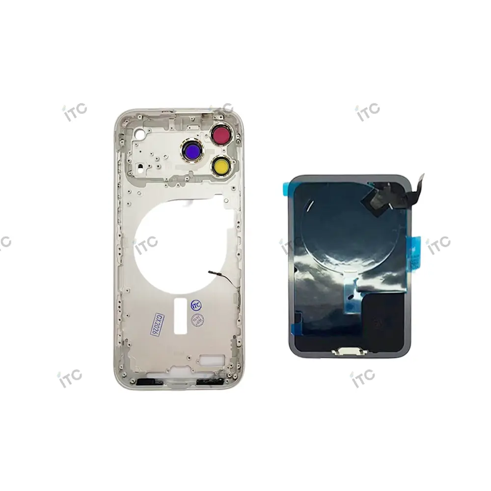 iPhone 17 Pro Max フレーム（サイドキー＆カメラレンズ＆カメラコントロールボタン付き）互換品 シルバー　ロゴ無し