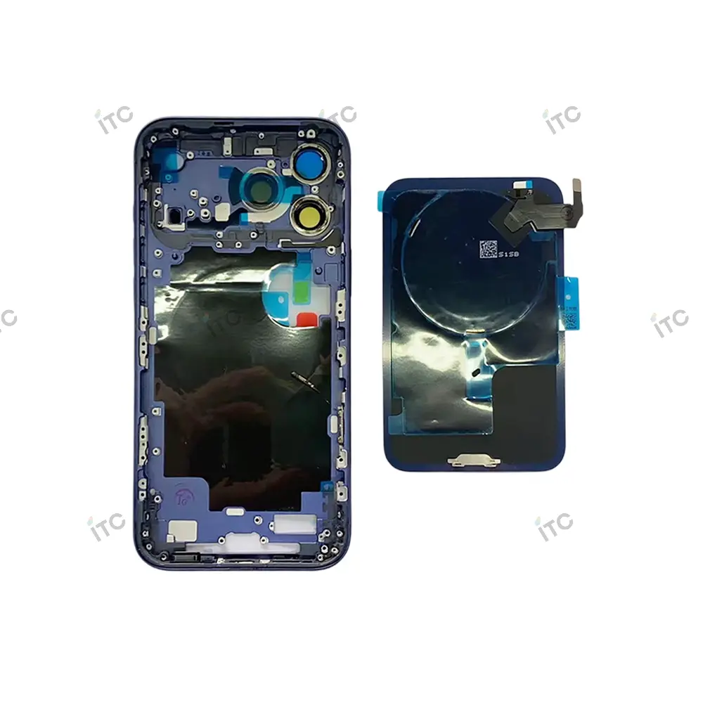 iPhone 17 Pro Max フレーム（サイドキー＆カメラレンズ＆カメラコントロールボタン付き）互換品 ブルー　ロゴ無し