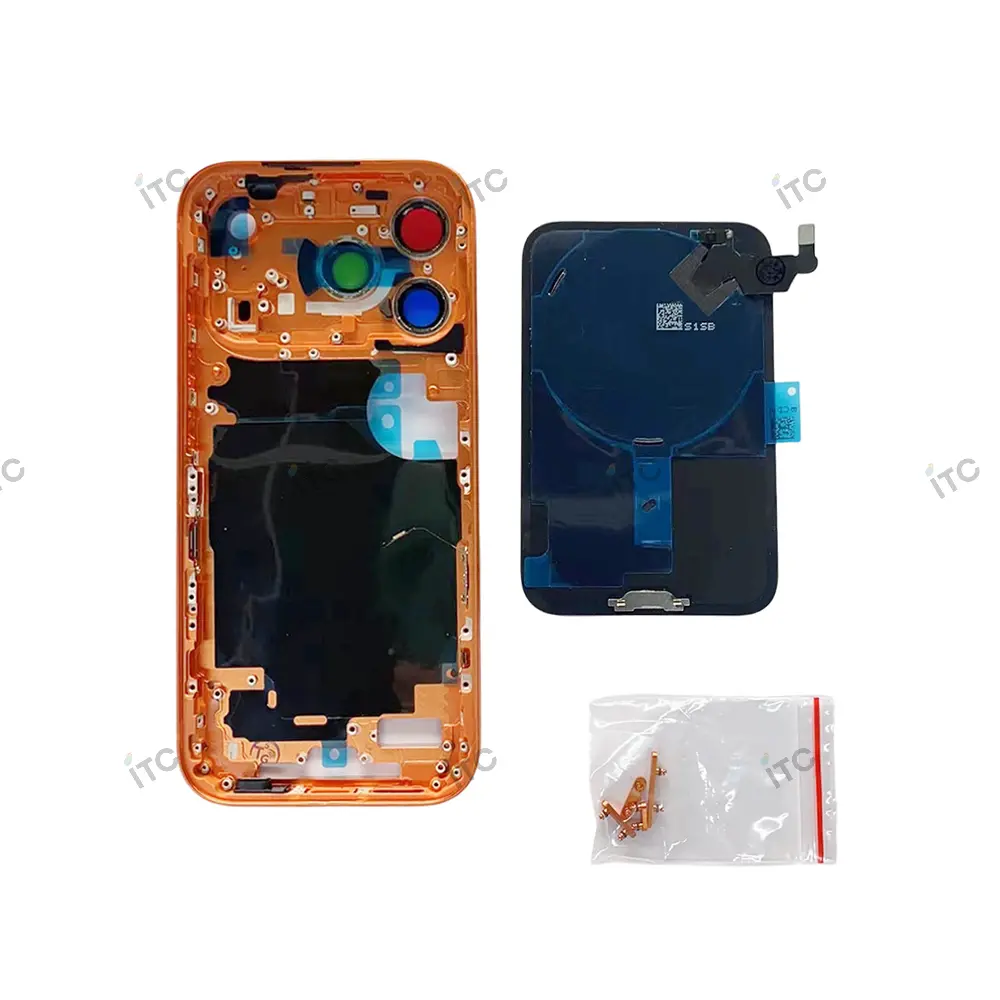 iPhone 17 Pro フレーム（サイドキー＆カメラレンズ＆カメラコントロールボタン付き）互換品 オレンジ　ロゴ無し