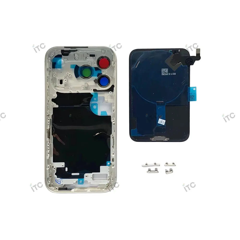iPhone 17 Pro フレーム（サイドキー＆カメラレンズ＆カメラコントロールボタン付き）互換品 シルバー　ロゴ無し