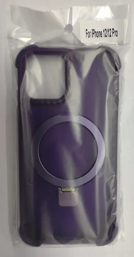 iPhone 12/12Pro マグネットスタンドケース ソフト ダークパープル