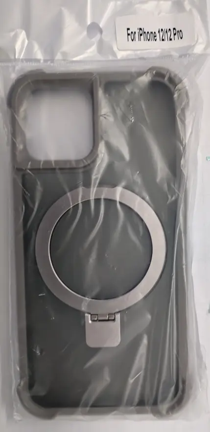 iPhone 12/12Pro マグネットスタンドケース ソフト グレー