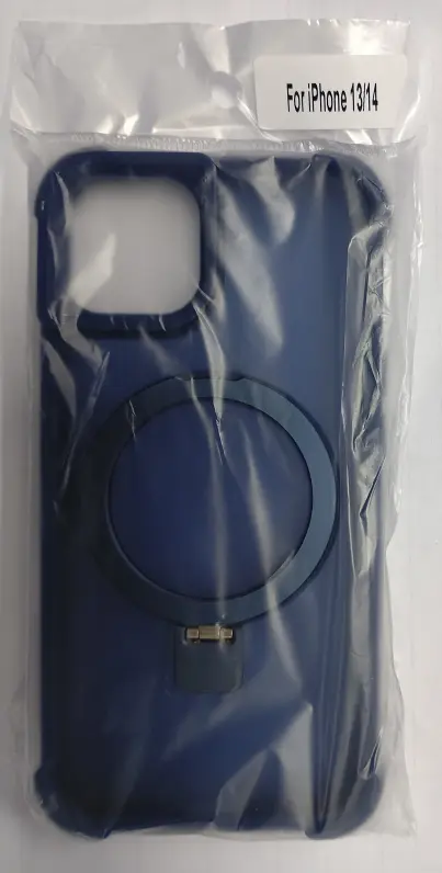 iPhone 13/14 マグネットスタンドケース ソフト ダークブルー