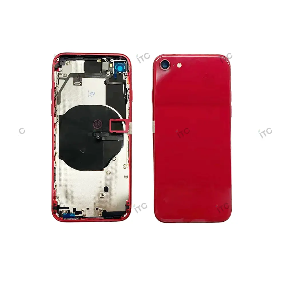 iPhone SE3 バックガラス(フレーム一体型) 互換品  レッド ロゴなし