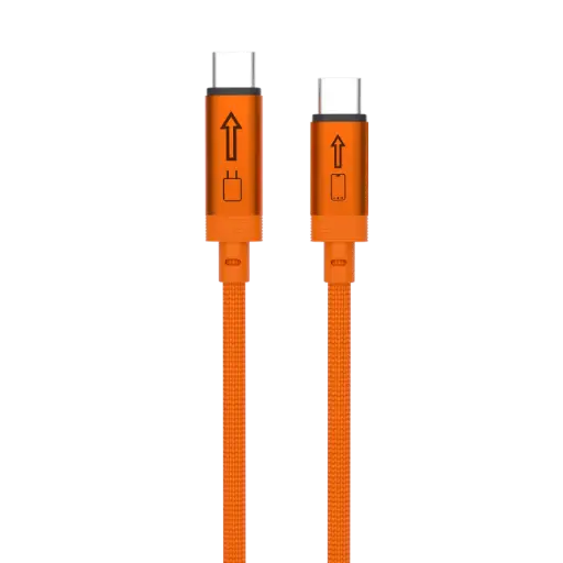 [Z6062] アクセサリー タイプCケーブル  C-C PD 140W 急速充電 ナイロンメッシュ 1.5M オレンジ(高品質快速充電対応型）