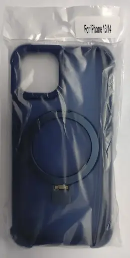 [Z6076] iPhone 13/14 マグネットスタンドケース ソフト ダークブルー