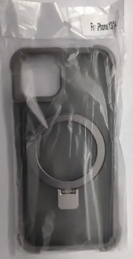 [Z6079] iPhone 13/14 マグネットスタンドケース ソフト グレー