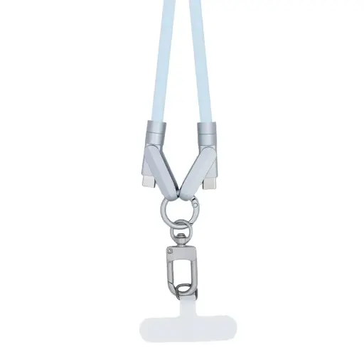 [Z6082] アクセサリー ショルダー型急速充電ケーブル 60W C-C 1.2m シリコン素材 ブルー(高品質快速充電対応型）