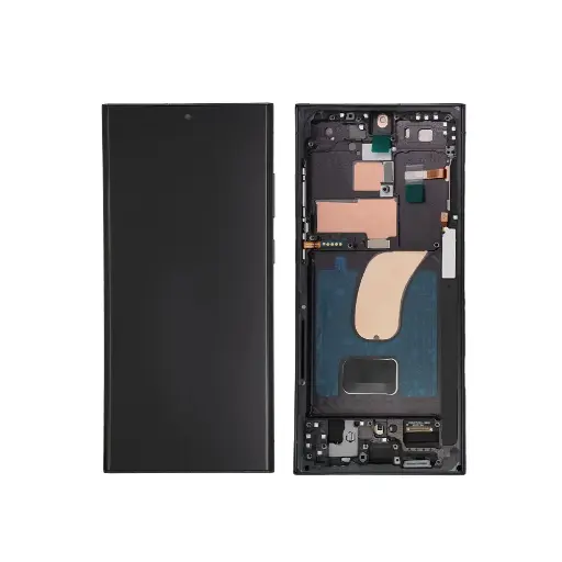 [L5537] Galaxy S23 Ultra  フロントパネル 互換品 （枠付き）黒